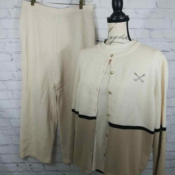 St. John Sport 3 Pc Golf Pants Suit Set Sz L & 14